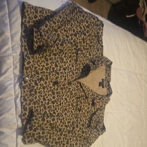 Leopard Print Utility Jacket - Tan & Black